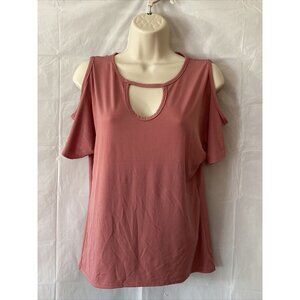 Top Fashion Of New York Womens Keynote Mauve Top Blouse Cold Shoulder SZ M‎